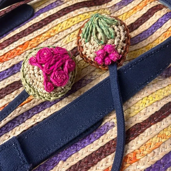 Lucky Brand canvas and straw bucket bag - Picture 7 of 12